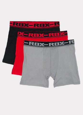 Mens Boxer Brief 3-Pack Red/Grey/Black