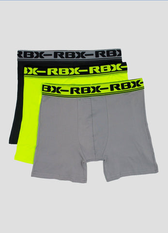 Mens Super Soft Boxer Brief 3-Pack Green/Grey/Black