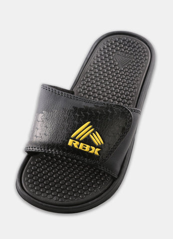 RBX Boy's Logo Velcro Slide Black/Yellow Size 4